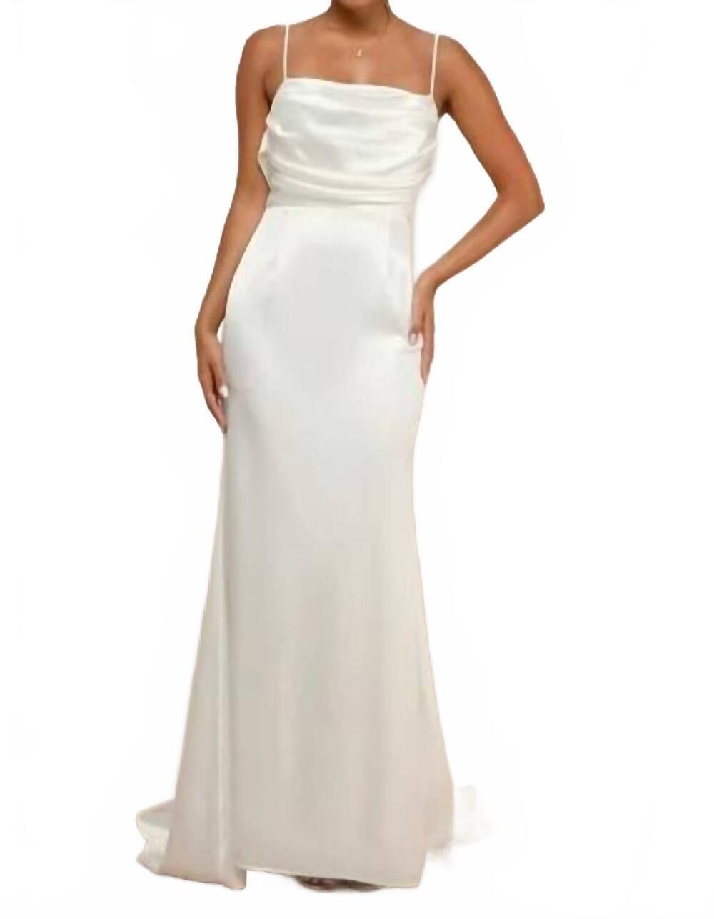 NEW LULUS lovely endearment satin sleeveless backless maxi dress in white